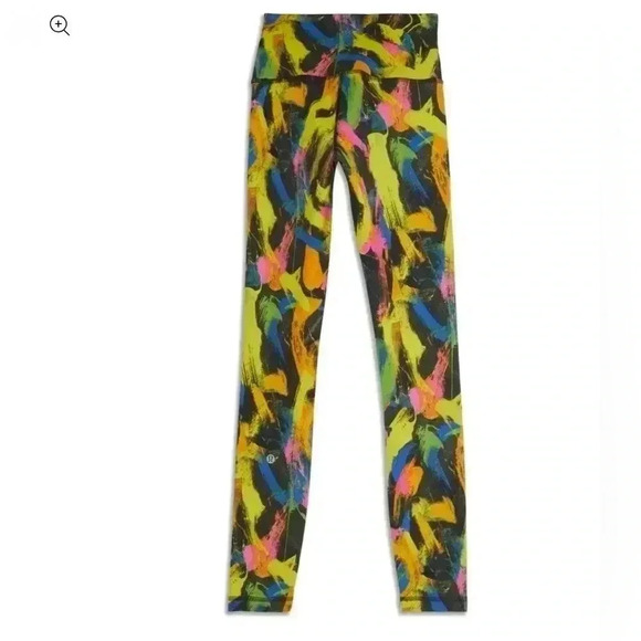 Lululemon multi colored Wunder Train HR leggings yellow orange green - Picture 2 of 9